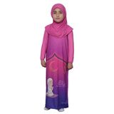 Altobeh Çocuk Namaz Takımı Pratik Tek Parça Desenli Kollu Tak Çıkar Başörtülü Likralı Tesettür Elbise (6-12 Yaş) 925-0201, Koyu Pembe, 4