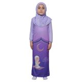 Altobeh Çocuk Namaz Takımı Pratik Tek Parça Desenli Kollu Tak Çıkar Başörtülü Likralı Tesettür Elbise (6-12 Yaş) 925-0201, Mor, 4