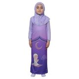 Altobeh Çocuk Namaz Takımı Pratik Tek Parça Desenli Kollu Tak Çıkar Başörtülü Likralı Tesettür Elbise (6-12 Yaş) 925-0201, Mor, 6