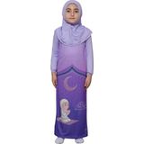 Altobeh Çocuk Namaz Takımı Pratik Tek Parça Desenli Kollu Tak Çıkar Başörtülü Likralı Tesettür Elbise (6-12 Yaş) 925-0201 - Mor - 8 Yaş