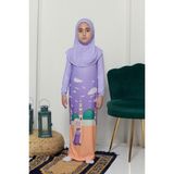 Altobeh Çocuk Namaz Takımı Pratik Tek Parça Desenli Kollu Tak Çıkar Başörtülü Likralı Tesettür Elbise (6-12 Yaş) 925-0301 - Mor - 10 Yaş