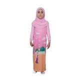 Altobeh Çocuk Namaz Takımı Pratik Tek Parça Desenli Kollu Tak Çıkar Başörtülü Likralı Tesettür Elbise (6-12 Yaş) 925-0301, Pembe, 10