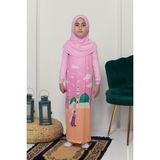 Altobeh Çocuk Namaz Takımı Pratik Tek Parça Desenli Kollu Tak Çıkar Başörtülü Likralı Tesettür Elbise (6-12 Yaş) 925-0301 - Pembe - 6 Yaş