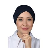 Altobeh Dört Bantlı Çapraz Dış Tesettür Bonesi Hazır Türban Penye - Lacivert