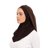 Altobeh Hazır Lüks Pratik Hijablı Şifon Şal, Kahve Rengi