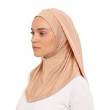 Altobeh Hazır Lüks Pratik Hijablı Şifon Şal - Koyu Bej