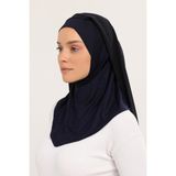 Altobeh Hazır Lüks Pratik Hijablı Şifon Şal - Lacivert