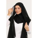 Altobeh Hazır Lüks Pratik Hijablı Şifon Şal - Siyah