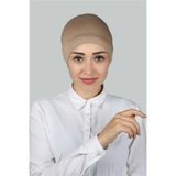 Altobeh Hazır Pratik Geçmeli Lastikli Tesettür Bone - Koyu Bej