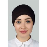 Altobeh Hazır Pratik Geçmeli Lastikli Tesettür Bone - Koyu Kahverengi