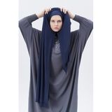 Altobeh Hazır Pratik Geçmeli Lüks Organik Çizgili Kaşkorse Şal, Tek Ebat, PL1231, Lacivert, Kadın
