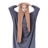 Altobeh Hazır Pratik Geçmeli Lüks Organik Çizgili Kaşkorse Şal, Tek Ebat, PL1231, Taba, Kadın