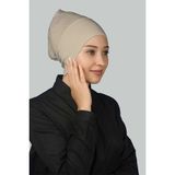 Altobeh Hazır Pratik Geçmeli Uzun Boru Tesettür Bonesi - Kum Beji - Standart