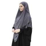 Altobeh Hazır Pratik Şifon Üç Katlı Peçeli Üçgen Hac Umre Şalı Sufle Hijab Nikap, Gri