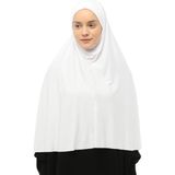 Altobeh Hazır Türban Peçeli Pratik Eşarp Tesettür Nikaplı Hijab - Namaz Örtüsü Sufle (3Xl) - Beyaz - Standart