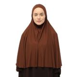 Altobeh Hazır Türban Peçeli Pratik Eşarp Tesettür Nikaplı Hijab - Namaz Örtüsü Sufle (3XL), Çikolata