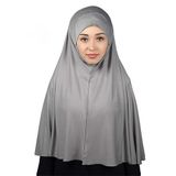 Altobeh Hazır Türban Peçeli Pratik Eşarp Tesettür Nikaplı Hijab - Namaz Örtüsü Sufle (3XL), Gri