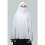 Altobeh Hazır Türban Peçeli Pratik Eşarp Tesettür Nikaplı Hijab - Namaz Örtüsü Sufle (5XL) - Beyaz