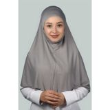 Altobeh Hazır Türban Peçeli Pratik Eşarp Tesettür Nikaplı Hijab - Namaz Örtüsü Sufle (XL) - Gri