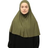 Altobeh Hazır Türban Peçeli Pratik Eşarp Tesettür Nikaplı Hijab - Namaz Örtüsü Sufle (Xl) - Haki - Standart