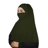 Altobeh Hazır Türban Peçeli Pratik Eşarp Tesettür Nikaplı Hijab - Namaz Örtüsü Sufle (XL) - Haki
