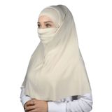Altobeh Hazır Türban Peçeli Pratik Eşarp Tesettür Nikaplı Hijab - Namaz Örtüsü Sufle (XL) - Krem