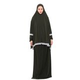 Altobeh Kadın İki Parça Likra Sandy Kumaş Dantelli Kollu Namaz Elbisesi, Haki