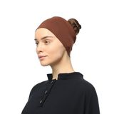 Altobeh Kadın Penye Dikişsiz Tesettür Bandana Bone Spor Saç Bandı, Çikolata