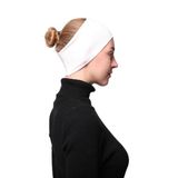 Altobeh Kadın Penye Dikişsiz Tesettür Bandana Bone Spor Saç Bandı, Ekru