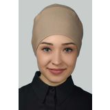 Altobeh Kadın Pratik Bağcıklı Tesettür Penye Bone Koyu Bej