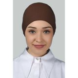 Altobeh Kadın Pratik Dikişsiz Bağcıklı Kaymayan Tesettür Penye Bone - Çikolata