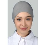 Altobeh Kadın Pratik Dikişsiz Bağcıklı Kaymayan Tesettür Penye Bone - Gri