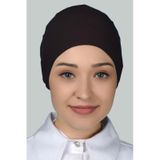Altobeh Kadın Pratik Dikişsiz Bağcıklı Kaymayan Tesettür Penye Bone - Koyu Kahverengi