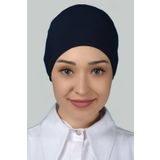 Altobeh Kadın Pratik Dikişsiz Bağcıklı Kaymayan Tesettür Penye Bone - Lacivert