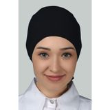 Altobeh Kadın Pratik Dikişsiz Bağcıklı Kaymayan Tesettür Penye Bone - Siyah