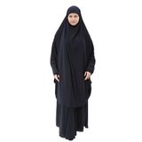 Altobeh Kadın Tesettür Medine İpeği Çarşaf Takımı Peçeli Sufle ve Etek, Lacivert, L-XL
