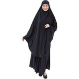 Altobeh Kadın Tesettür Medine Ipeği Çarşaf Takımı Peçeli Sufle ve Etek-Lacivert-S/M - S - M