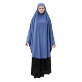 Altobeh Kadın Tesettür Medine İpeği Çarşaf Üstü Peçeli Sufle Hijab, Koyu Kot