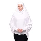 Altobeh Kollu Sufle Çarşaf Üstü Peçeli Pratik Tesettür Hijab - Nikaplı Namaz Örtüsü, Beyaz