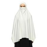 Altobeh Kollu Sufle Çarşaf Üstü Peçeli Pratik Tesettür Hijab - Nikaplı Namaz Örtüsü, Ekru