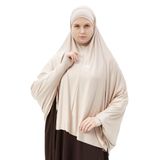 Altobeh Kollu Sufle Çarşaf Üstü Peçeli Pratik Tesettür Hijab - Nikaplı Namaz Örtüsü, Kum Beji