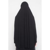 Altobeh Kollu Sufle Çarşaf Üstü Peçeli Pratik Tesettür Hijab - Nikaplı Namaz Örtüsü Siyah