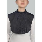 Altobeh Penye Tesettür Daire Yakalı Dantelli Boyunluk, Standart, T1077, Füme, kadın