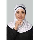 Altobeh Pratik Eşarp Hazır Türban Özel Hilal Detaylı Hijab, Tek Ebat, T82, Beyaz - SİYAH, Kadın