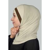 Altobeh Pratik Eşarp Hazır Türban Özel Hilal Detaylı Hijab, Tek Ebat, T82, Krem-KoyuVizon, Kadın