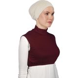 Altobeh Sıfır Kol Balıkçı Yaka Tam Boğazlı Likralı Penye Kadın Yarım Body - Bordo - Standart