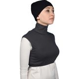 Altobeh Sıfır Kol Balıkçı Yaka Tam Boğazlı Likralı Penye Kadın Yarım Body - Füme - Standart