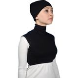 Altobeh Sıfır Kol Balıkçı Yaka Tam Boğazlı Likralı Penye Kadın Yarım Body - Siyah - Standart - Koyu Siyah