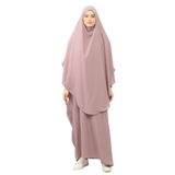 Altobeh Sultanbaş Nikaplı Çarşaf Cilbab Khimar Abaya Kolu Lastikli Hakim Yaka Peçeli Ferace Medine İpek, Gül Kurusu, L-XL