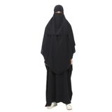 Altobeh Sultanbaş Nikaplı Çarşaf Cilbab Khimar Abaya Kolu Lastikli Hakim Yaka Peçeli Ferace Medine İpek, Lacivert, S-M